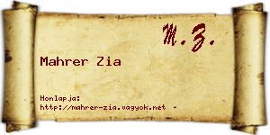 Mahrer Zia névjegykártya